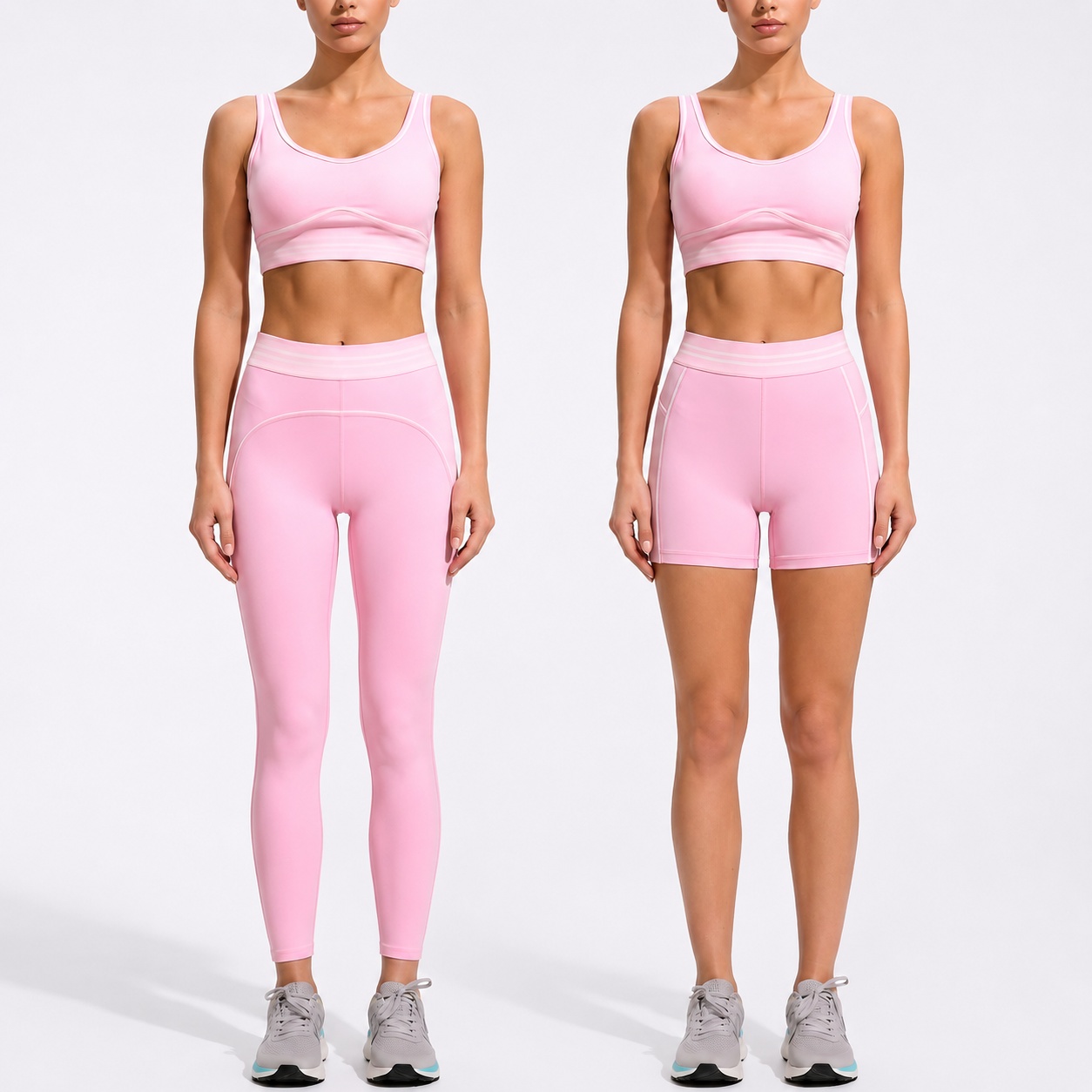 Contrast Three Piece Yoga Set with leggings and shorts options