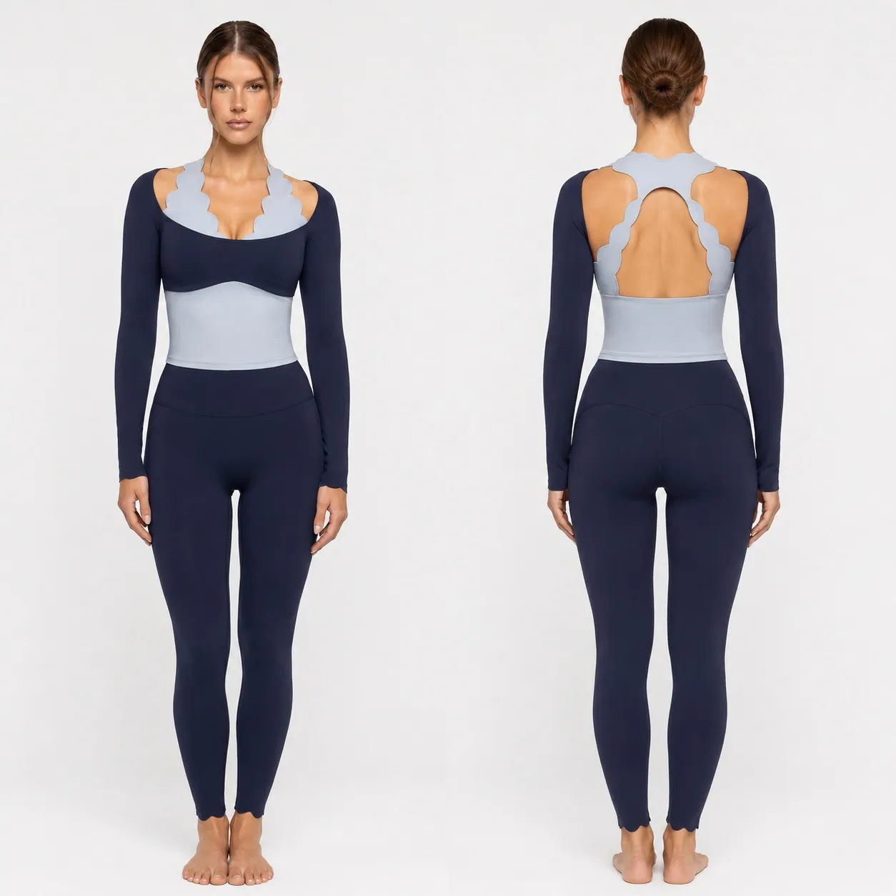 Custom long sleeve yoga set for naked feel activewear sourcing