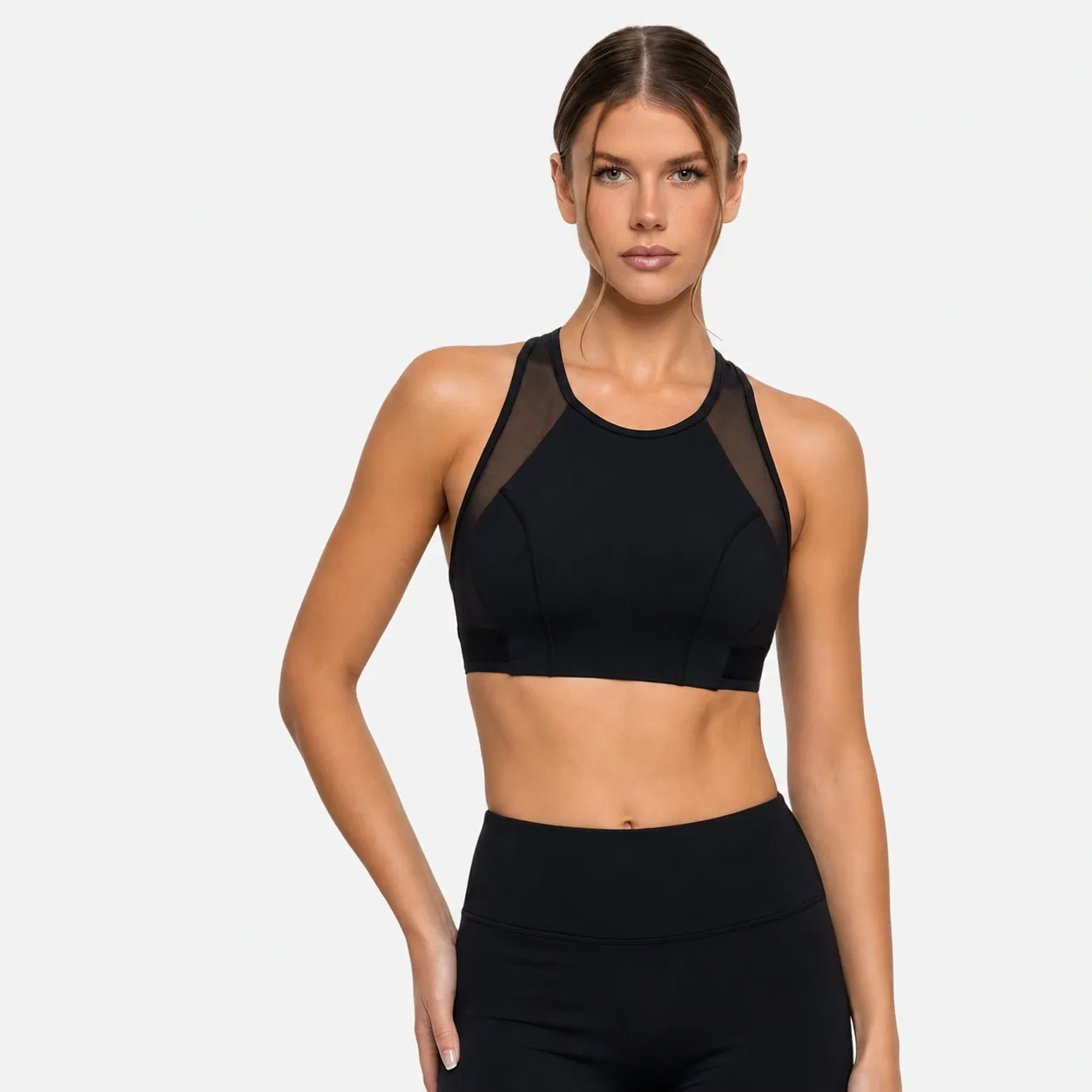 Custom core sports bra and shorts set for soft studio activewear